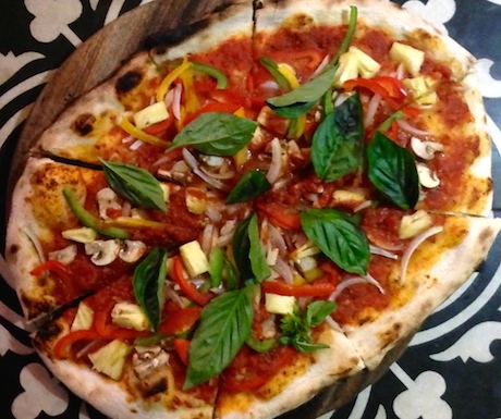 vegan pizza at By Hand Pizza Cafe in Chiang Mai