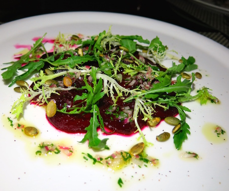 Wonderful plant-based flavours in the Tosca 'Beetroot Carpaccio'.