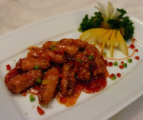 Supremely tasty deep fried bean curd skin with sweet & sour sauce at Li Bai