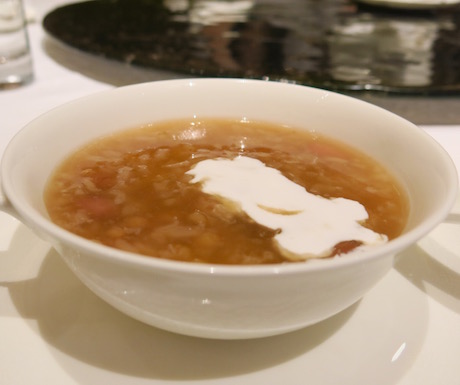 Sweetened glutinous rice congee with coconut juice at Summer Palace.