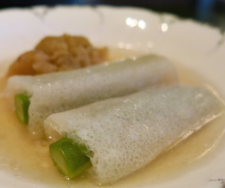 'Bamboo Pith, Asparagus, Golden Braised' at Ya Ge.