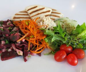 salad plate with hummus and pitta bread at The Westin Langkawi