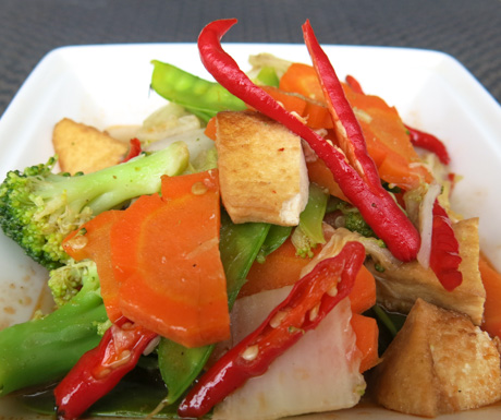 vegan stir fried vegetables atvegan fried rice at JW Marriott Medan