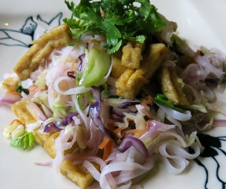 Rice noodles with tofu and vegetables at Emeralda Resort Ninh Binh