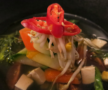 Clear soup with distinct Thai flavours