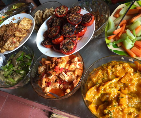 selection of vegan food at Bo De Quan in Hanoi