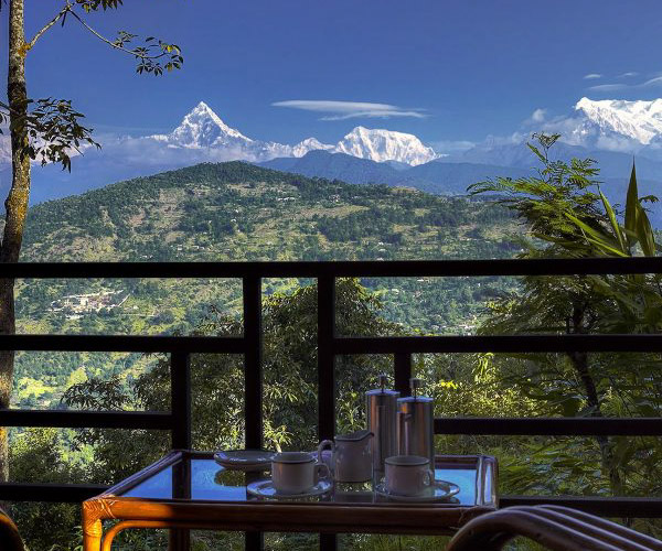 Tiger Mountain Pokhara breakfast view