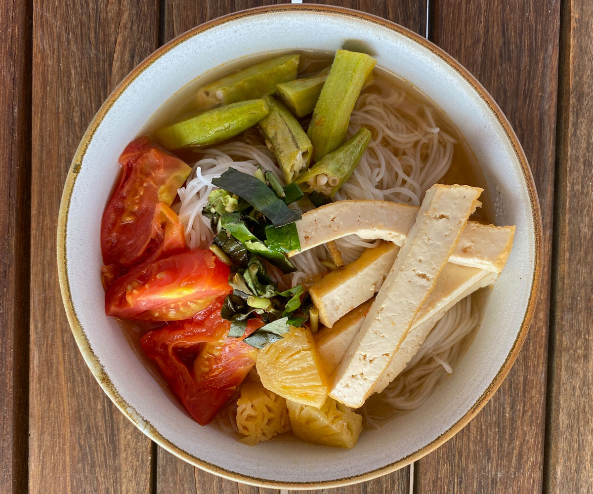 The Fusion Cam Ranh vegan noodle soup