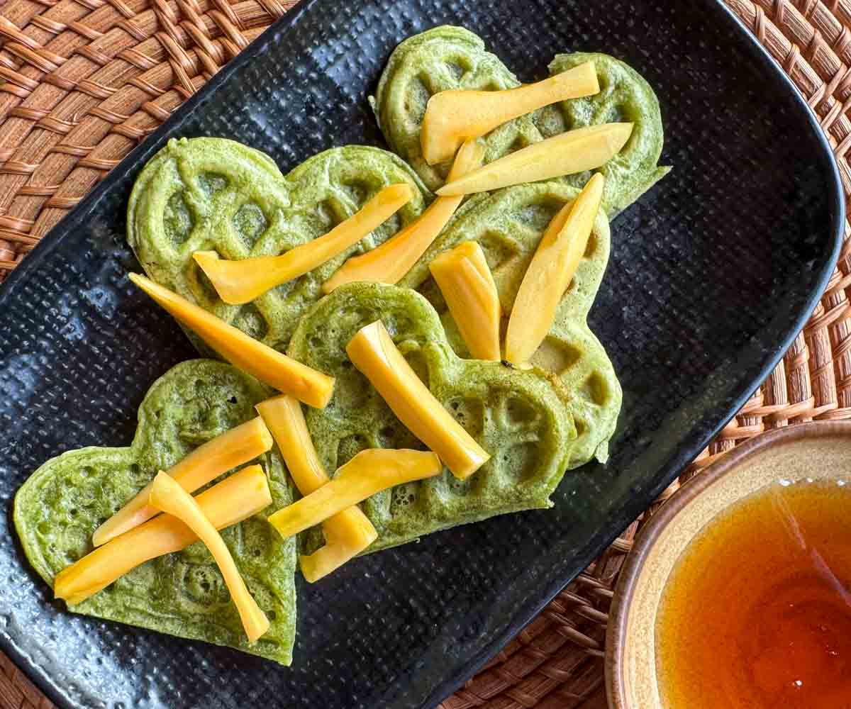 vegan pandan waffles at Namia vegan pandan waffles at Namia