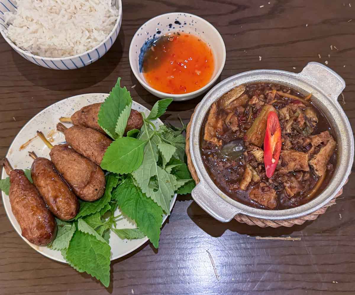 vegan Hanoi skewers and eggplant